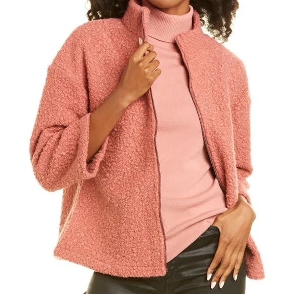 New Anne Klein pink Sherpa jacket coat size large - Picture 1 of 9